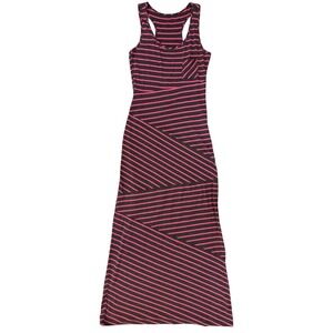 Pink & Grey Striped Racerback Maternity Maxi Dress S Pink Grey Summer Sun Casual